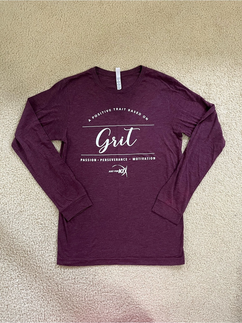 Just for Kix Burgundy Dance Graphic Grit Long Sleeve Shirt - Adult Medium